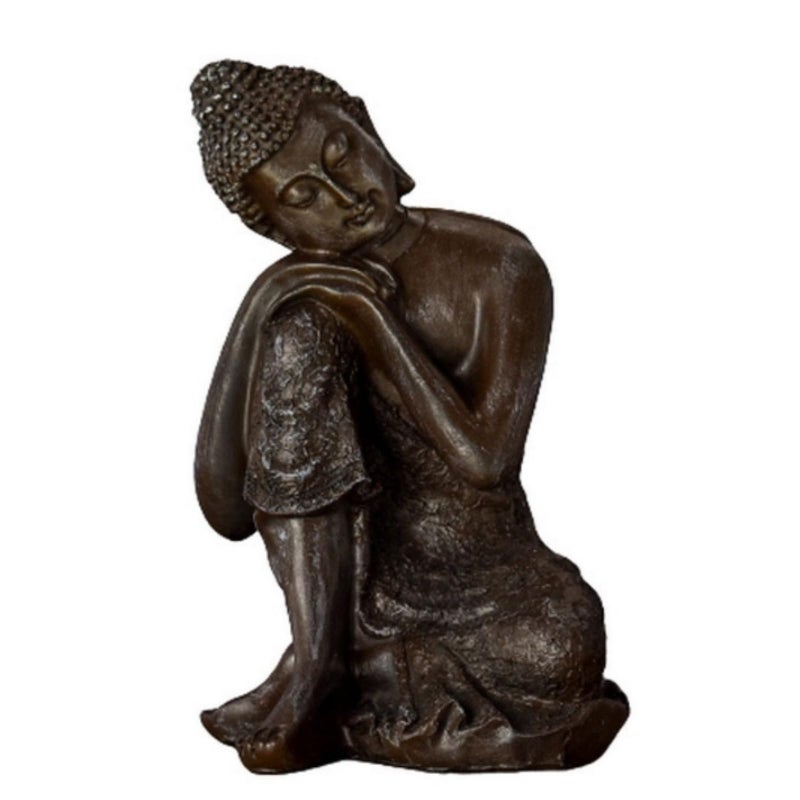 Zen Light ZenLight Thai Buddha Statue Feng Shui Lucky Charm  Zen Gift Idea  Office Decoration Bedroom Living Room etc  Height 18 cm  Bronze Colour Resin 13 x 12 x 20 cm