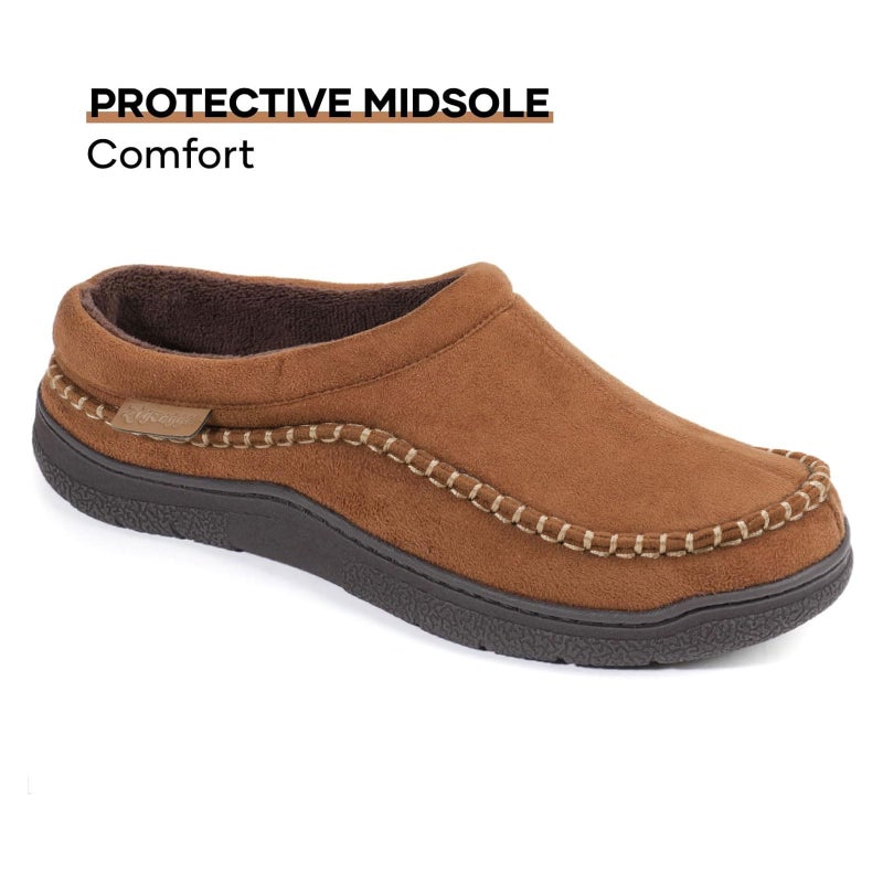 Zigzagger Men's Slip On Moccasin Slippers, Indoor/Outdoor Warm Fuzzy Comfy House Shoes, Fluffy Wide Loafer Slippers,Pumpkin, 9-10 D(M) US - Image 4
