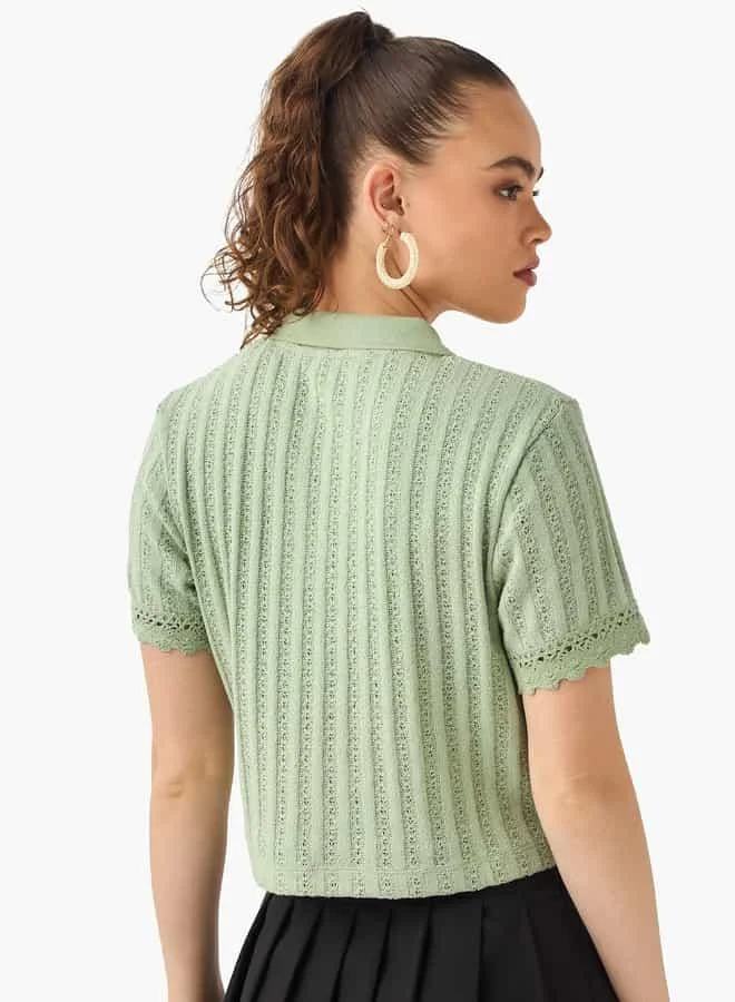 Lee Cooper Lee Cooper Textured Collared T-shirt with Short Sleeves