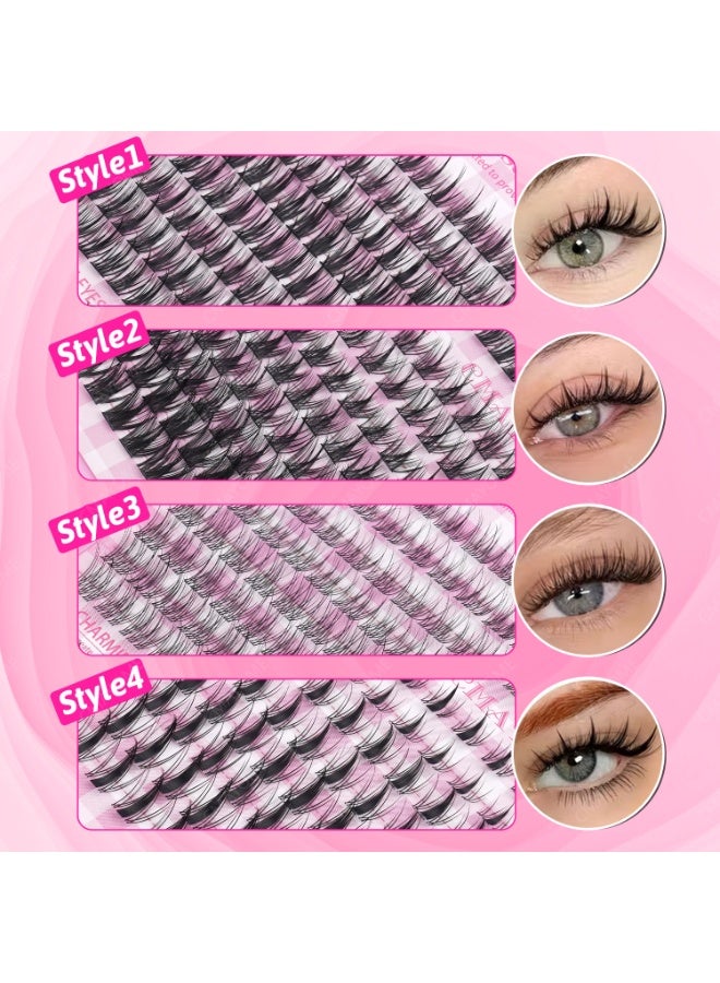 CMAYOME 400pcs False Eyelashes Clusters Kit, 4 Style Volume Cluster Lashes Extensions Kit, 9-16mm C Curl Wispy Individual, DIY Eyelash Extension with Lash Brush Lash Bond and Seal Tweezers - Image 5