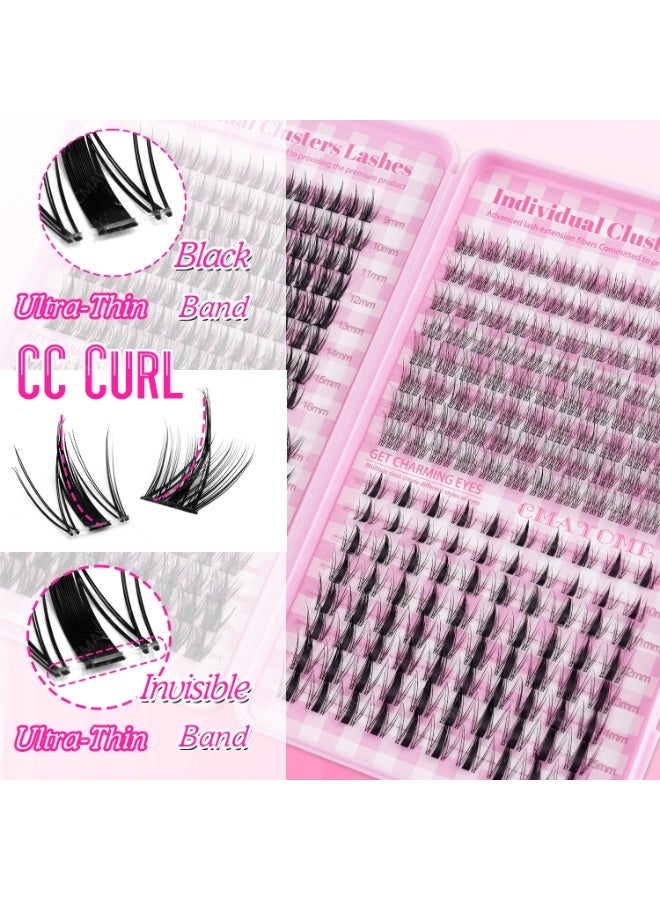 CMAYOME 400pcs False Eyelashes Clusters Kit, 4 Style Volume Cluster Lashes Extensions Kit, 9-16mm C Curl Wispy Individual, DIY Eyelash Extension with Lash Brush Lash Bond and Seal Tweezers - Image 4