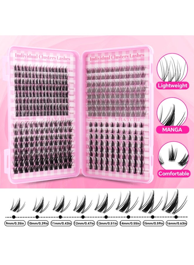 CMAYOME 400pcs False Eyelashes Clusters Kit, 4 Style Volume Cluster Lashes Extensions Kit, 9-16mm C Curl Wispy Individual, DIY Eyelash Extension with Lash Brush Lash Bond and Seal Tweezers - Image 3
