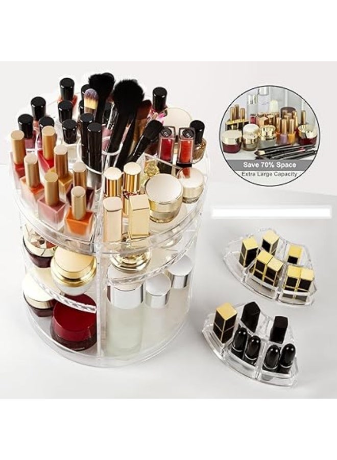 A modern, transparent acrylic makeup and perfume organizer that is rotatable and adjustable, rotating 360 degrees. - Image 2