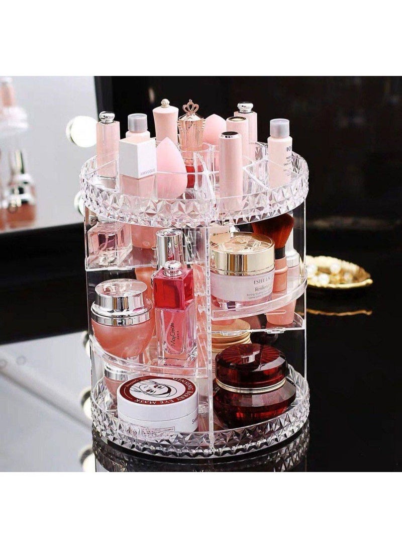 A modern, transparent acrylic makeup and perfume organizer that is rotatable and adjustable, rotating 360 degrees. - Image 1