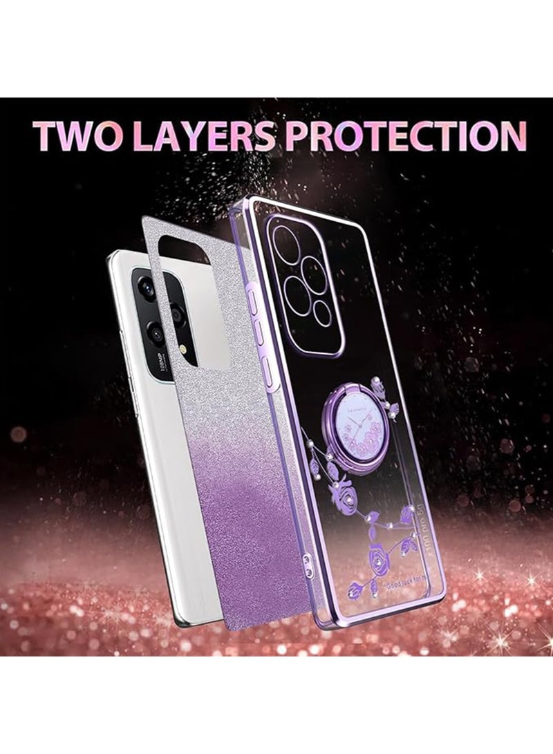 WRISTWISE Case Cover for Honor 200 Lite with Built-in Ring Holder, Transparent Ultra-Thin Shockproof Cover for Honor 200 Lite Purple - Image 2