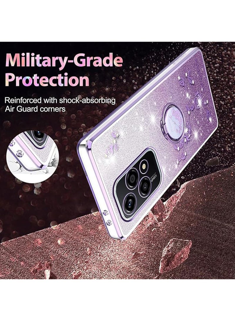 WRISTWISE Case Cover for Honor 200 Lite with Built-in Ring Holder, Transparent Ultra-Thin Shockproof Cover for Honor 200 Lite Purple - Image 3