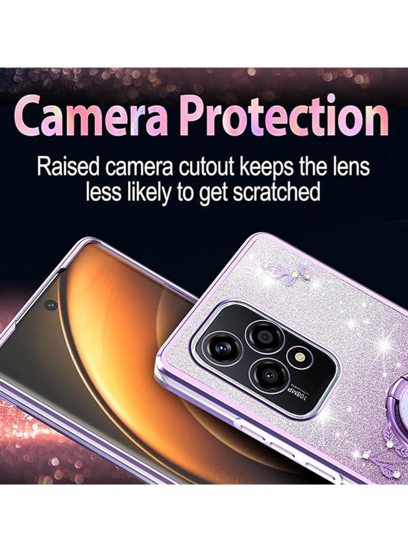 WRISTWISE Case Cover for Honor 200 Lite with Built-in Ring Holder, Transparent Ultra-Thin Shockproof Cover for Honor 200 Lite Purple - Image 4