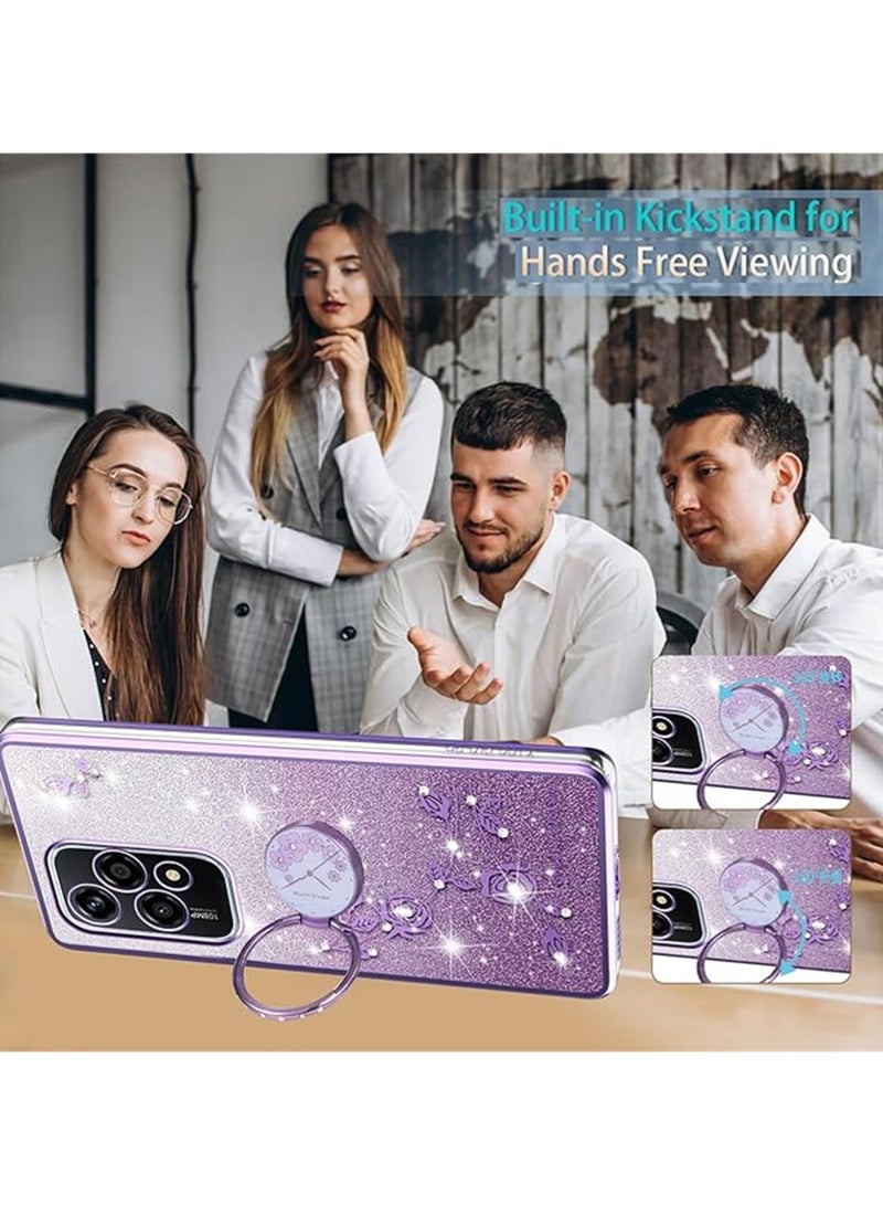 WRISTWISE Case Cover for Honor 200 Lite with Built-in Ring Holder, Transparent Ultra-Thin Shockproof Cover for Honor 200 Lite Purple - Image 5