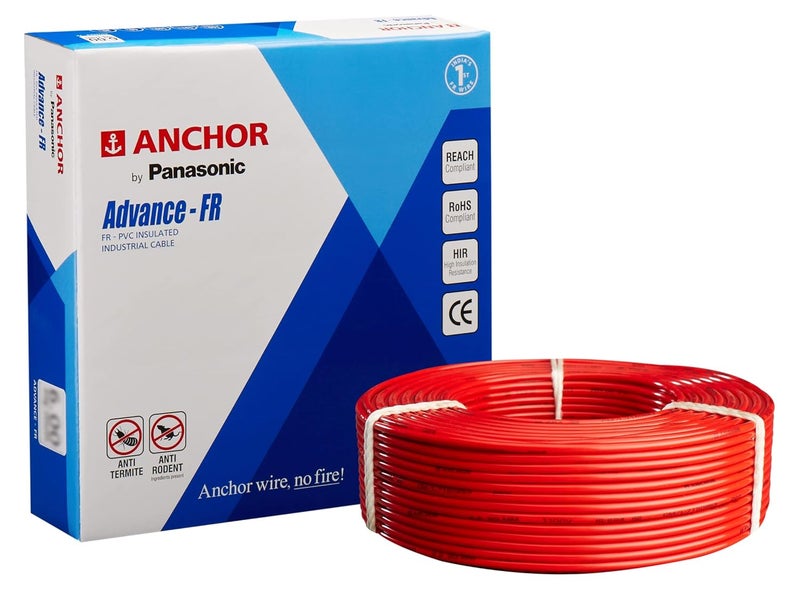 Anchor by Panasonic Advance FR 90m 0.75 sq.mm Electric Wire, PVC Insulated Class 2 Conductor (100% Copper), Anti-Rodent & Flame Retardant Wire for Domestic & Industrial Use (27380RD) - Image 1