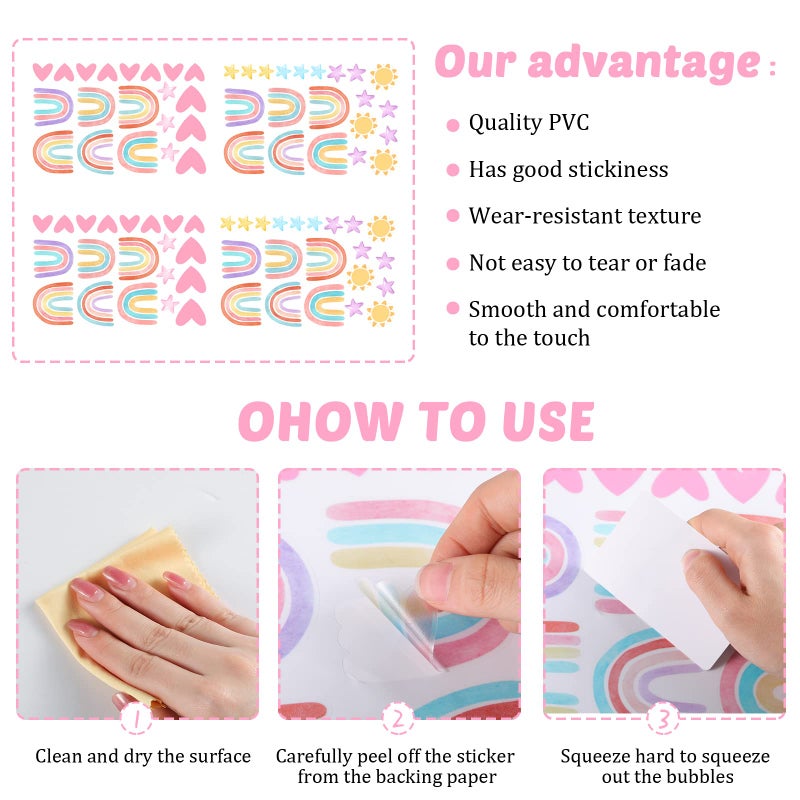 ايباك Epakh قوس قزح ملصقات الحائط ديكور صغير قوس قزح مائي المائية القلب نجمة الشمس ملصقات الحائط ديكور للفتيات الفتيان غرفة نوم الطفل الحضانة (الأخضر مضيئة) - Image 4