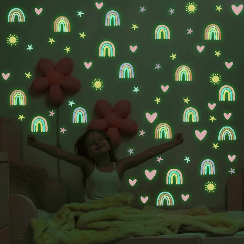 ايباك Epakh قوس قزح ملصقات الحائط ديكور صغير قوس قزح مائي المائية القلب نجمة الشمس ملصقات الحائط ديكور للفتيات الفتيان غرفة نوم الطفل الحضانة (الأخضر مضيئة) - Image 5