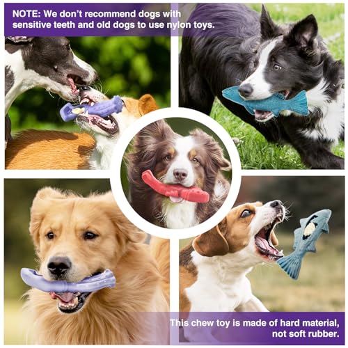 Kimee Dog Toys for Aggressive Chewers, 3 Pack Indestructible Dog Chew Toys, Super Chewer Toys with Tough Nylon Bacon Flavor for All Breed Sizes, Teeth Cleaning & Training, Boredom Relief - Image 5