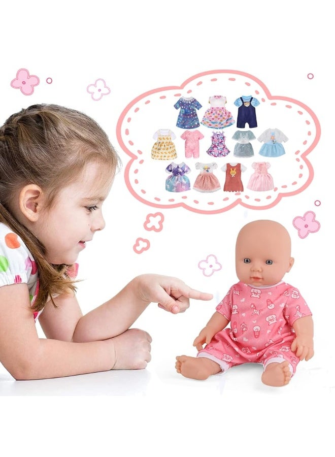 Digabi Girl Doll Clothes and Accessories 12 Sets Doll Clothes for 12 Inch Dolls Alive-Baby Doll Clothes Dress Pajamas Swimsuits Lovely Baby Doll Outfits Accessories for Christmas Birthday for Little Girl - Image 5