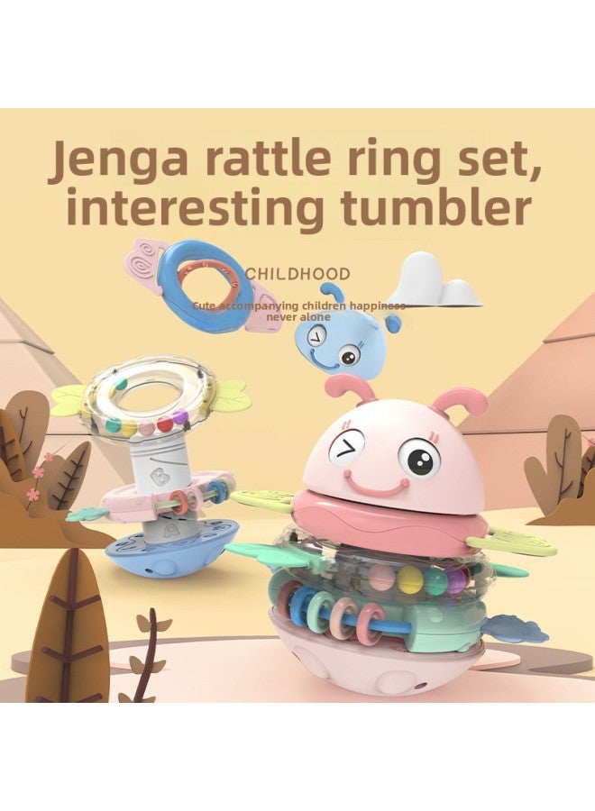 Stacking Music Rattle Can Bite 0-1 Year Old Baby Music Tumbler Transfer Music Early Education Toy-Color:Music Tumbler Stack Music (powder)-Specifications:15*15 - Image 2