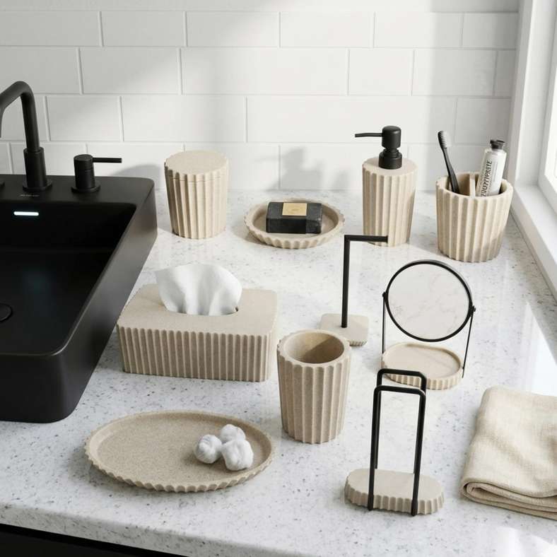 Pan Home Florence Polyresin Towel Holder 18x7.6x24.5cm - Beige - 211HEL9900832 - Image 2