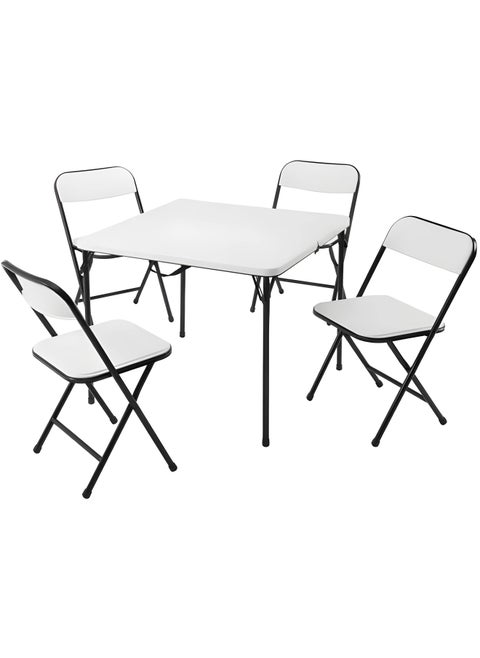 A multi-use table and chairs set of 5, suitable for indoor and outdoor use