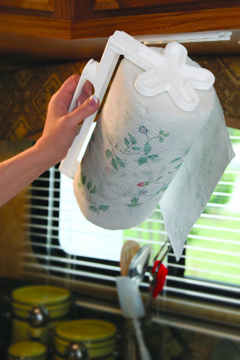 Camco Pop-A-Towel- Mountable or Portable Paper Towel Holder Dispenser, Keep Paper Towels Clean, Conserve Space in Your RV Kitchen (White) (57111) - Image 4