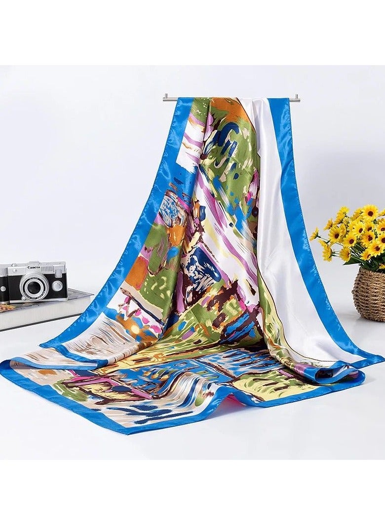Scarf made of soft silk satin, featuring bright colors and delicate prints. High quality material - imported  - Image 2