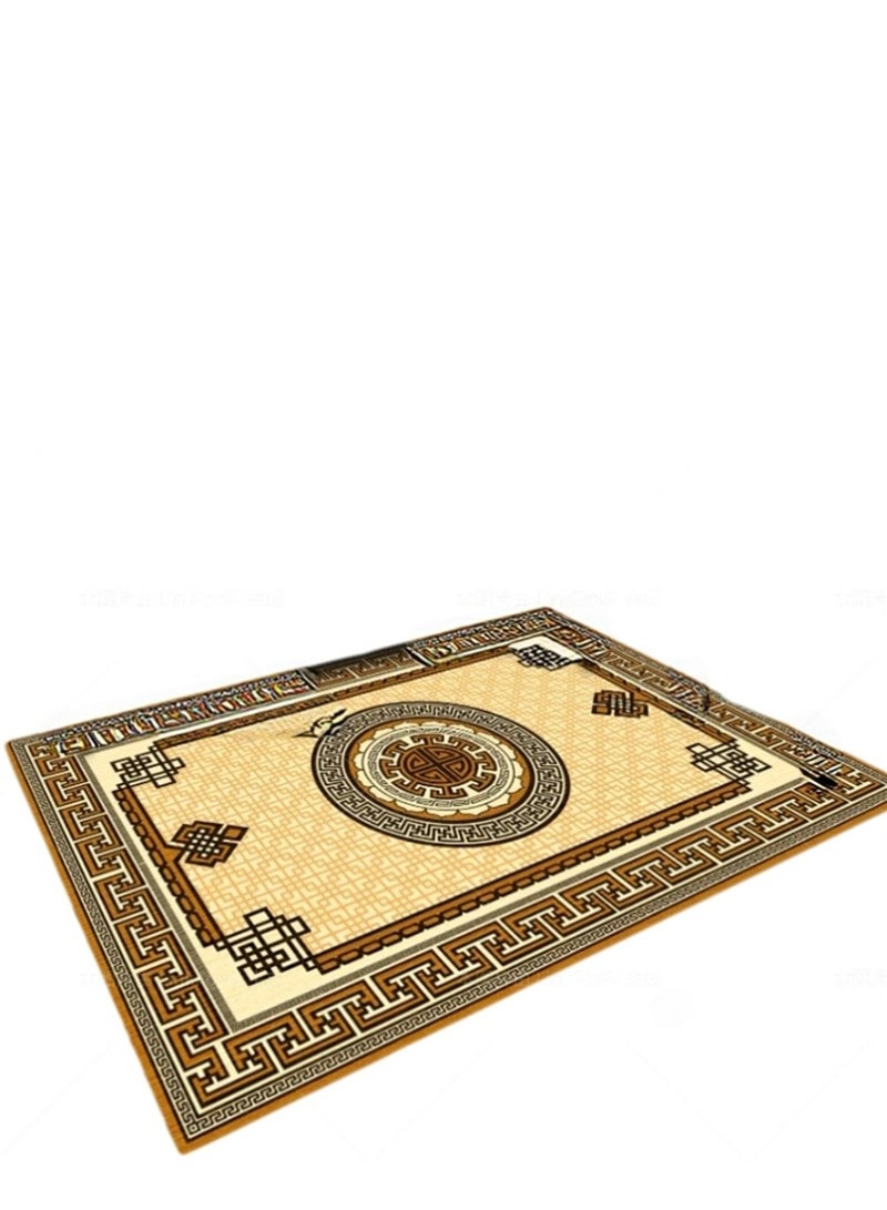 Washable Carpet, Modern Non-Slip Area Rugs with Print Boho, Home Decor Thin Vintage Floor Carpet Indoor Mat Floral Print Rugs for Living Room Bedroom Dining Room Office (Gold 160*220cm) ﻿ - Image 2