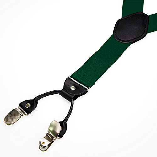 JEMYGINS Dark Green Suspender and Silk Bow Tie Sets for Men (Dark Green) - Image 5
