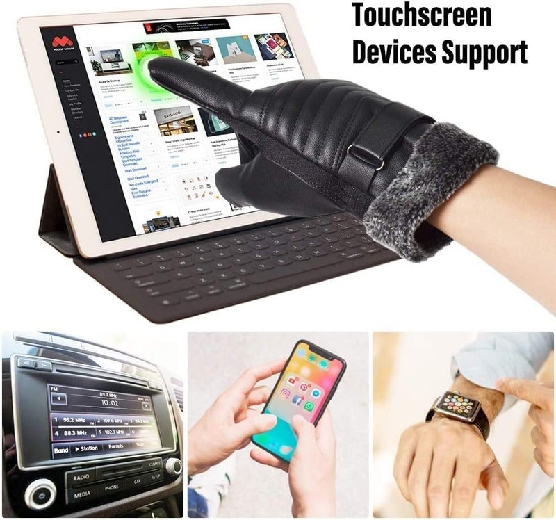 Alexvyan -20℉ Snow & Windproof Thermal Soft Fur Warm Winter Gloves (Fur/Fleece Inside) for Riding, Protective Warm Hand Riding Cycling, Byke, Bike, Scooty,Motorcycle for Men & Boy,Male (Black) - Image 5
