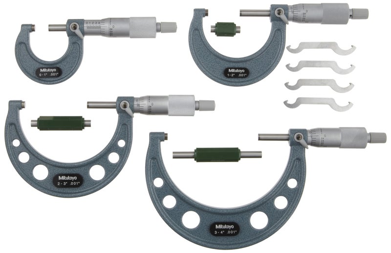Mitutoyo 103-930 Outside Micrometer Set with Standards, Ratchet Stop, 0-4" Range, 0.001" Graduation (4 Piece Set) - Image 3