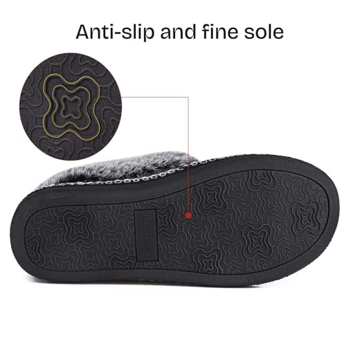 EverFoams Women's Bootie Slippers Warm Soft Comfy Memory Foam Non-slip Indoor House Shoes with Fluffy Collar (Black, Size 8 M US) - Image 5