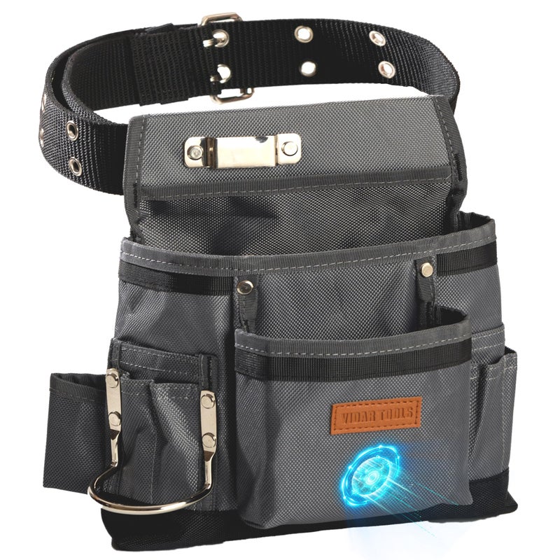 VIDAR TOOLS Small Tool Belt Pouches,Tool Belts for men,magnetic tool belt,11-Pockets,Electrician Construction,Carpentry.Heavy Duty nylon belt with metal buckle.1680D Oxford. - Image 1