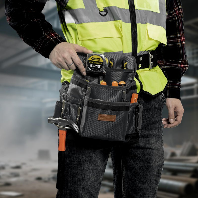 VIDAR TOOLS Small Tool Belt Pouches,Tool Belts for men,magnetic tool belt,11-Pockets,Electrician Construction,Carpentry.Heavy Duty nylon belt with metal buckle.1680D Oxford. - Image 2