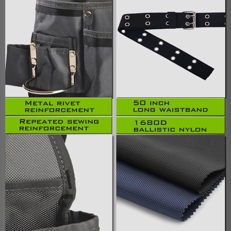 VIDAR TOOLS Small Tool Belt Pouches,Tool Belts for men,magnetic tool belt,11-Pockets,Electrician Construction,Carpentry.Heavy Duty nylon belt with metal buckle.1680D Oxford. - Image 4