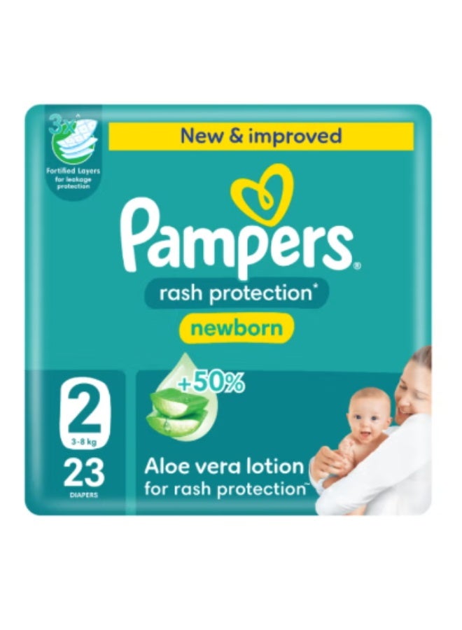 Baby-Dry Newborn Taped Diapers with Aloe Vera Lotion, Leakage Protection, Size 2, 3-8kg, Carry Pack, 23 Count