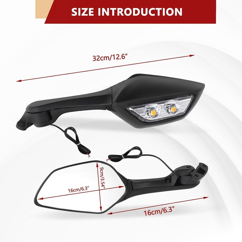 0TO6 Motorcycle Rearview Mirrors with Built-In Turn Signals Fit for ZX-10R 2021-2023 - Image 4