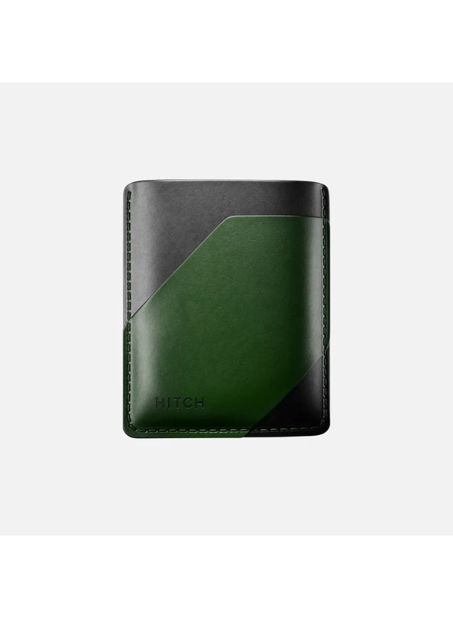 هيتش Simple Cardholder - Natural Genuine Leather - Black/Green - Image 4