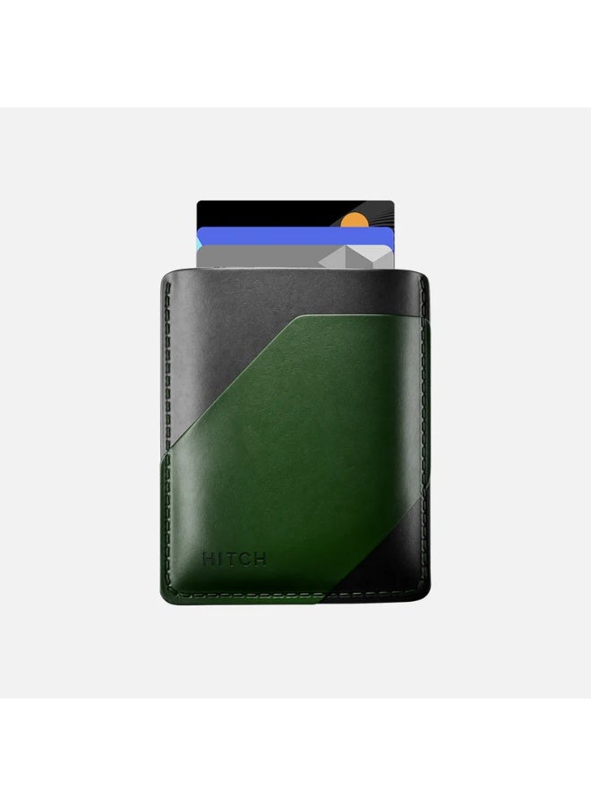 هيتش Simple Cardholder - Natural Genuine Leather - Black/Green - Image 1