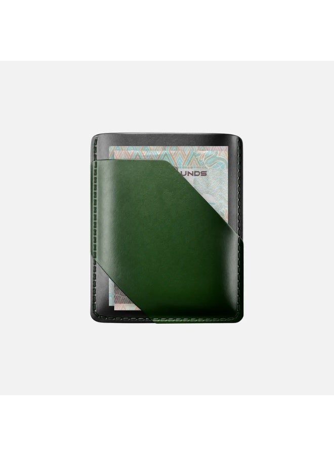 هيتش Simple Cardholder - Natural Genuine Leather - Black/Green - Image 2