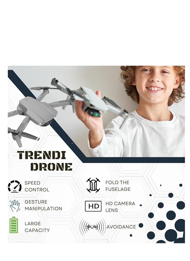 JAJEEK Foldable Quadcopter Drone with 360° Roll, Dual HD Camera, 150m Range, 25-30 Min Flight Time, Speed Control, Gesture Manipulation, Optical Flow & Avoidance, Includes 2 Batteries, Grey  - Image 3