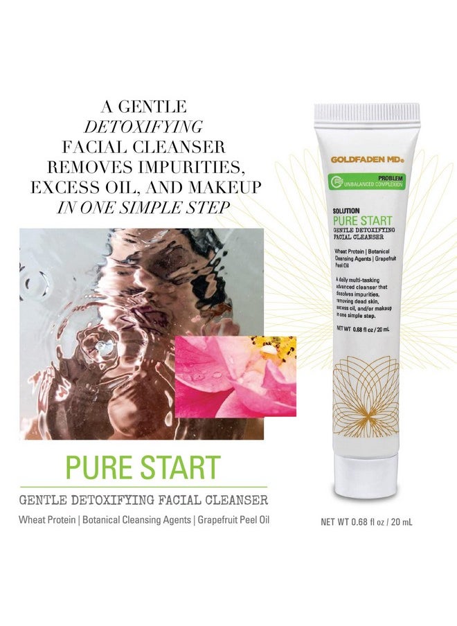 جولدفادن أم دي منظف الوجه الطبيعي اللطيف لإزالة السموم من Pure Start بزيت قشر الجريب فروت، مستخلص الشاي الأحمر العضوي، مستخلص الأعشاب البحرية، زيت بذور ثمر الورد - تجربة 0.67 أونصة سائلة 