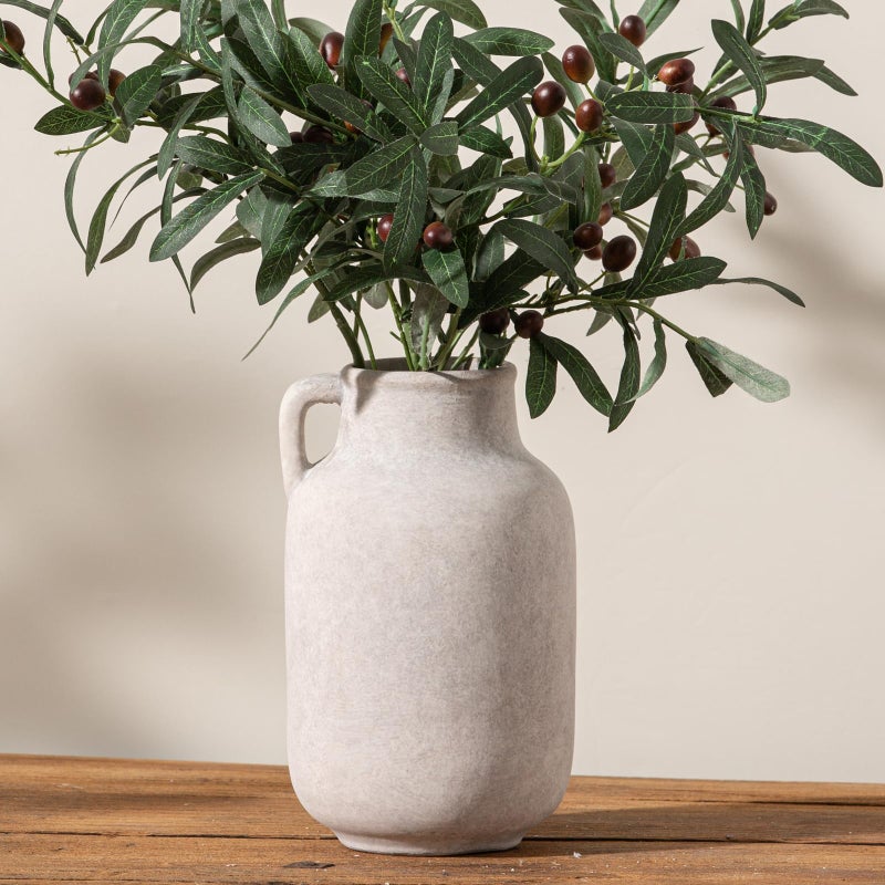 Vanselia Ceramic Flower Vase Home Decor - Table Flowers Vases Living Room Bedroom Plant Decoration Modern Farmhouse Vintage for Kitchen Shelf Office Coffee Dining Desk House Women Gift (Rustic, 9.7") - Image 1
