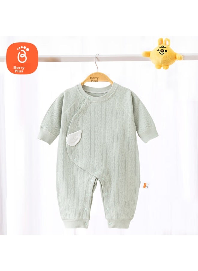 Babyprints Babyprints Baby Romper, Pure Cotton Long-sleeve Infant Clothing, Class A Soft Onesie, All-season Underwear, Side-opening Bodysuit, Green, Size 80  - Image 1