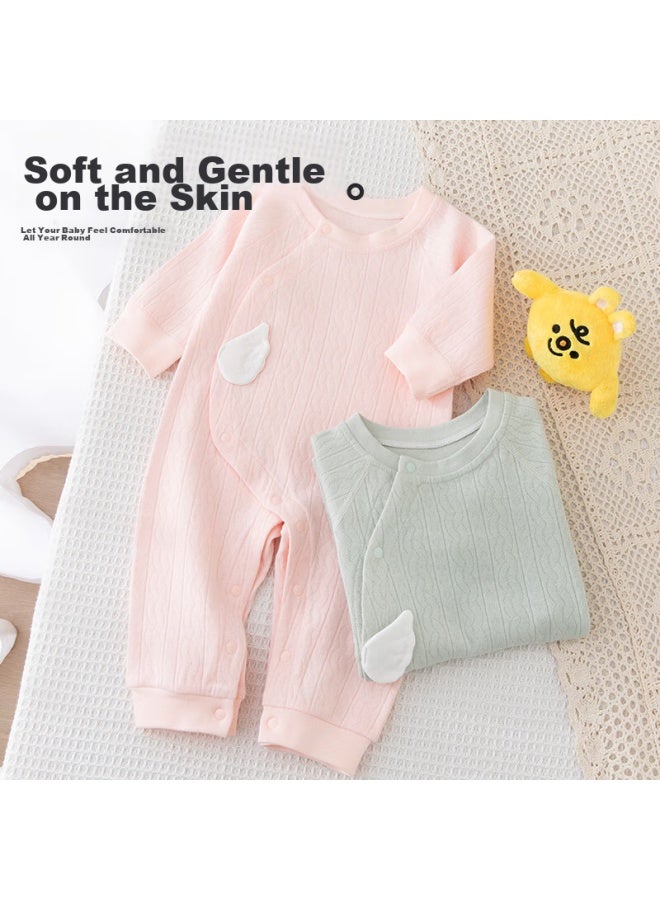 Babyprints Babyprints Baby Romper, Pure Cotton Long-sleeve Infant Clothing, Class A Soft Onesie, All-season Underwear, Side-opening Bodysuit, Green, Size 80  - Image 2