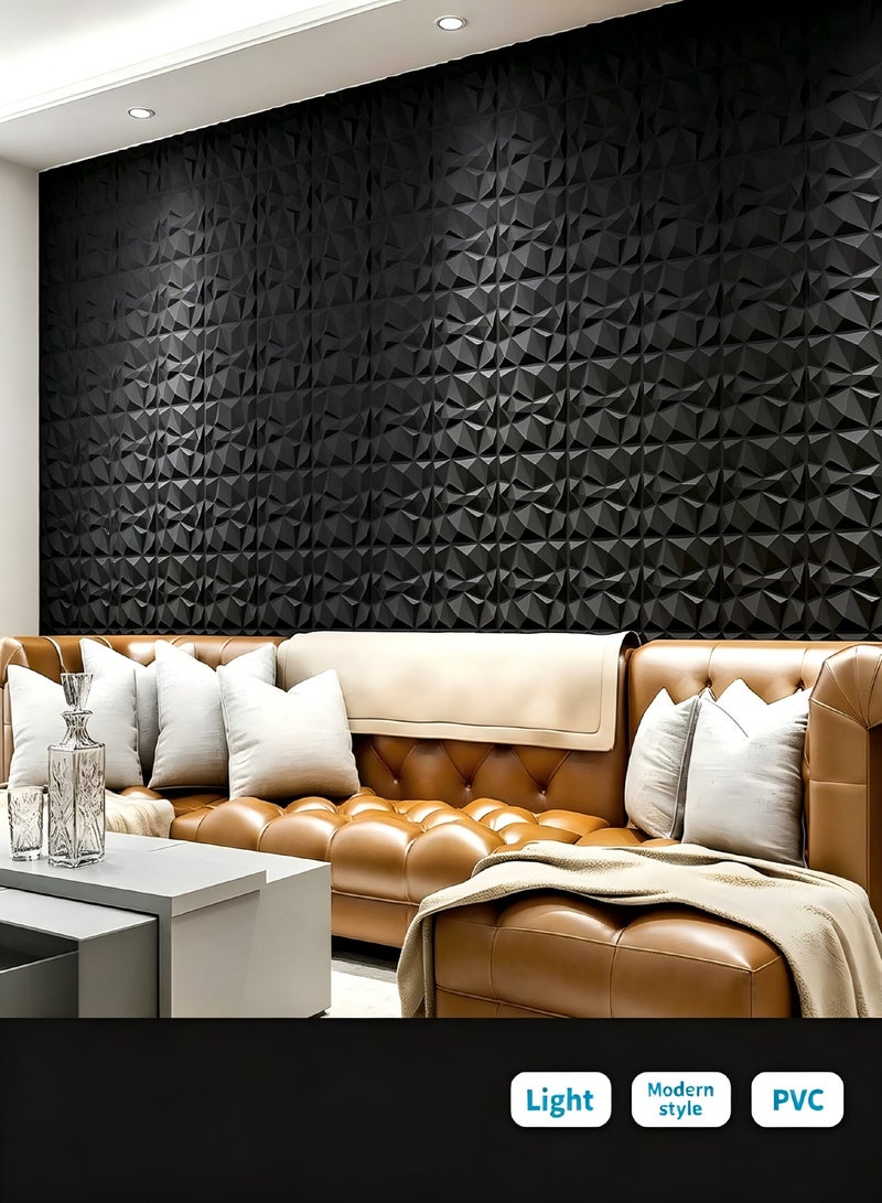 AiheArron 16Pack 3D Wall Panels, 30x30cm PVC Waterproof Wall Panel Diamond Textured Modern Decor Wall Tiles Accent Wall Panels for Living Room Bedroom Hotel Office(Black) - Image 4