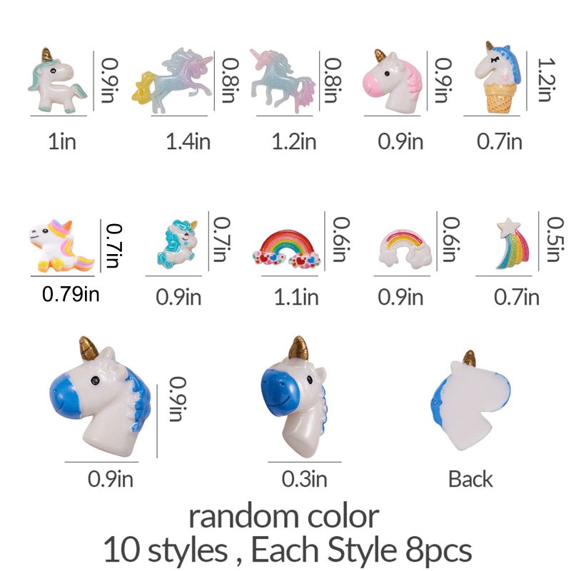 SUNNYCLUE 10 Styles Unicorn Rainbow Theme Resin Flatback Cabochons Beads Charms for DIY Phone Decor Scrapbooks Embellishments Hair Costume Accessories Christmas Ornaments for Adult DIY Supplies - Image 2