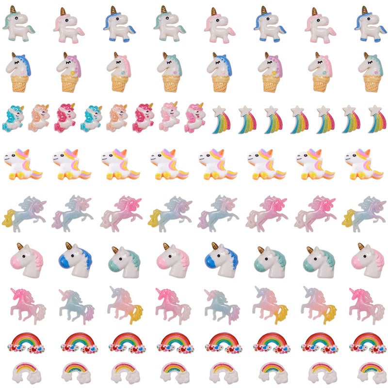 SUNNYCLUE 10 Styles Unicorn Rainbow Theme Resin Flatback Cabochons Beads Charms for DIY Phone Decor Scrapbooks Embellishments Hair Costume Accessories Christmas Ornaments for Adult DIY Supplies - Image 1