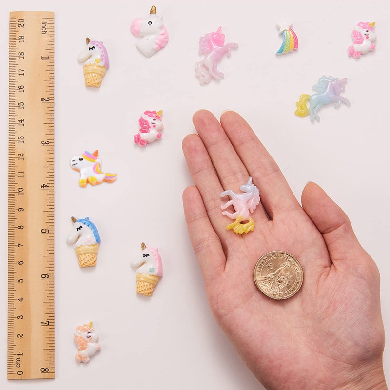 SUNNYCLUE 10 Styles Unicorn Rainbow Theme Resin Flatback Cabochons Beads Charms for DIY Phone Decor Scrapbooks Embellishments Hair Costume Accessories Christmas Ornaments for Adult DIY Supplies - Image 3