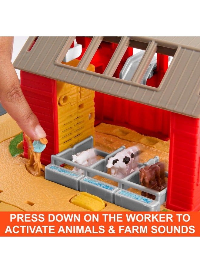 Matchbox Toy Car & Playset, Action Drivers Farm Adventure with 1:64 Scale Tractor & Trailer, 2 Hay Bales & Detachable Goat, Horse & Cow Figures & Sounds - Image 3