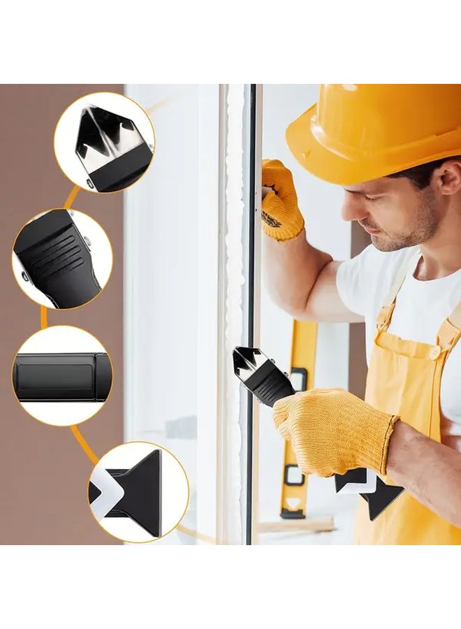 Black 3 In 1 Silicone Joint Filling Tool Set With 5 Gaskets Stainless Steel Tips Sealant Cleaner - Image 5