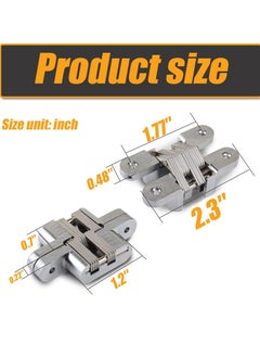 Y&D Concealed Door Hinge, 180-degree M60x13 Folding Screen Hinge zinc Alloy Stainless Steel Cross (2 Pieces)  - Image 2