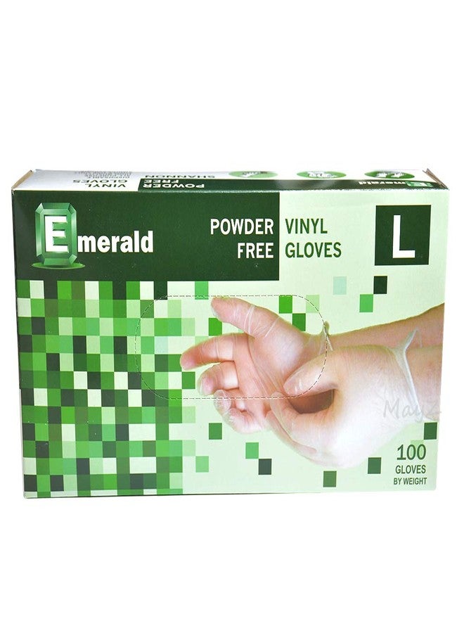 Emerald قفازات فينيل خالية من البودرة إيميرالد شانون - كبيرة. عبوة 100 قفاز - Image 1