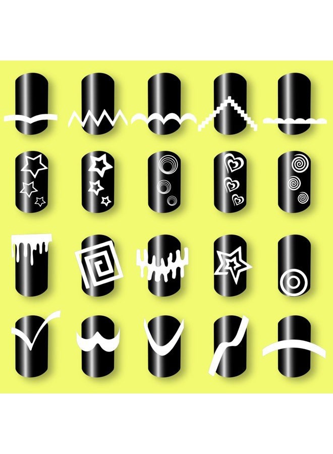 eBoot 1275 Pieces 49 Designs Nail Art Stencils French Tip Guides Stickers Form Fringe Guides Vinyl, 36 Sheets - Image 4
