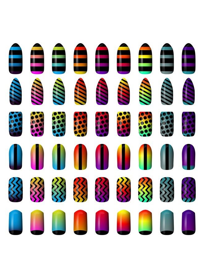 eBoot 1275 Pieces 49 Designs Nail Art Stencils French Tip Guides Stickers Form Fringe Guides Vinyl, 36 Sheets - Image 3